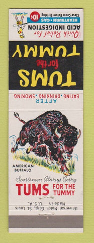 Matchbook Cover - Tums Antacid American Buffalo