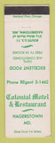 Matchbook Cover - Colonial Motel Restaurant Hagerstown MD