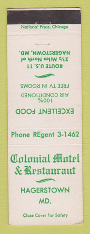 Matchbook Cover - Colonial Motel Restaurant Hagerstown MD