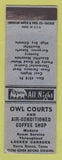 Matchbook Cover - Owl Courts Motel Sierra Blanca TX WEAR