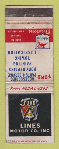 Matchbook Cover - Ford Motors Mobil oil gas Firestone Tires WORN