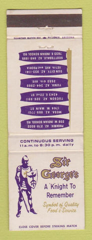 Matchbook Cover - Sir George's Phoenix Tucson Yuma Mesa AZ WEAR