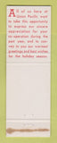 Matchbook Cover - Union Pacific Railroad Christmas WEAR