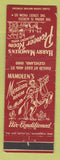 Matchbook Cover - Harry Mamolen's Pioneer Room Belmont Hotel Cleveland OH