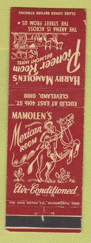 Matchbook Cover - Harry Mamolen's Pioneer Room Belmont Hotel Cleveland OH