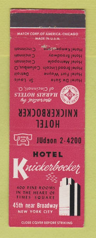 Matchbook Cover - Hotel Knickerbocker New York City