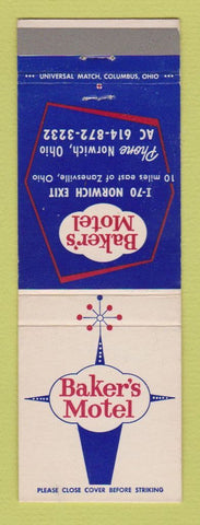 Matchbook Cover - Baker's Motel Norwich OH