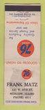 Matchbook Cover - Union 76 oil gas Frank Matz Moscow ID