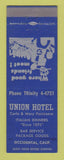Matchbook Cover - Union Hotel Occidental CA WEAR