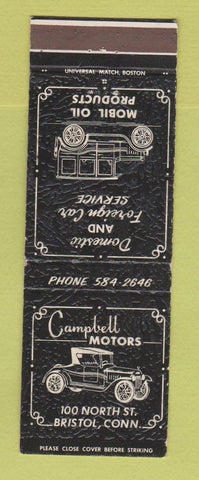 Matchbook Cover - Campbell Motors Bristol CT Mobil oil gas