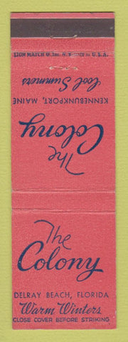 Matchbook Cover - The Colony Delray Beach FL Kennebunkport ME