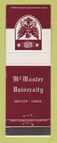 Matchbook Cover - McMaster University Hamilton ON