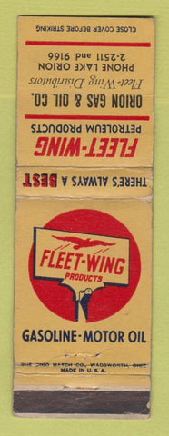 Matchbook Cover - Fleet Wing oil gas Lake Orion MI WEAR
