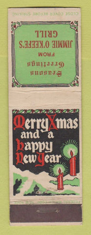 Matchbook Cover - Jimmie O'Keefe's Grill Christmas Boston MA FEDERAL LONG #1