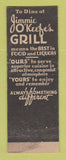 Matchbook Cover - Jimmie O'Keefe's Grill Christmas Federal #2