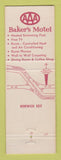 Matchbook Cover - Baker's Motel Norwich OH