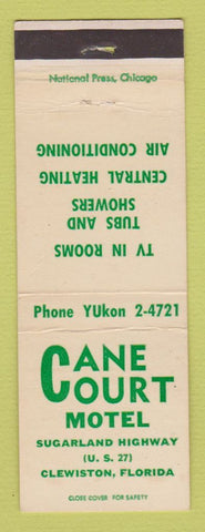 Matchbook Cover - Cane Court Motel Clewiston FL WORN