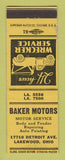 Matchbook Cover - Baker Motors Lakewood OH