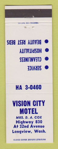 Matchbook Cover - Vision City Motel Longview WA