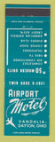Matchbook Cover - Airport Motel Vandalia Dayton OH
