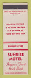 Matchbook Cover - Sunrise Motel Niagara Falls NY