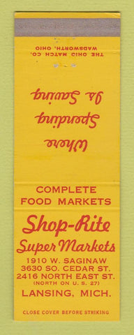 Matchbook Cover - Shop Rite Super Markets Grocery Lansing MI