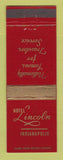 Matchbook Cover - Hotel Lincoln Indianapolis IN