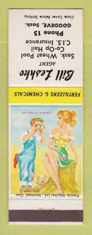 Matchbook Cover - Bill Leshko Wheat Pool Hail Insurance Goodeve SK hillbilly