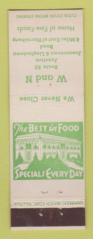 Matchbook Cover - W and N Restaurant Harrisburg PA