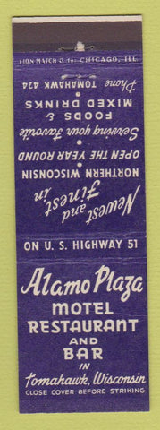 Matchbook Cover - Alamo Plaza Motel Restaurant Tomahawk WI