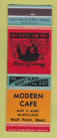 Matchbook Cover - Modern Cafe Wolf Point MT