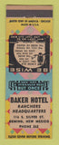Matchbook Cover - Baker Hotel Deming NM low phone # owl
