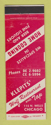 Matchbook Cover - Klepits' Wolf Restaurant and Tap Chicago IL