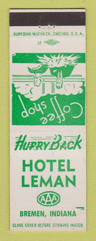 Matchbook Cover - Hotel Leman Bremen IN