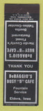 Matchbook Cover - DeBaggio's Busy B Cafe Eldora IA