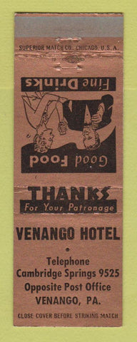 Matchbook Cover - Venango Hotel PA