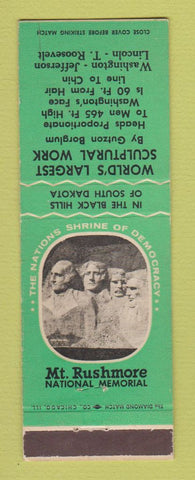 Matchbook Cover - Mount Rushmoore National Memorial SD