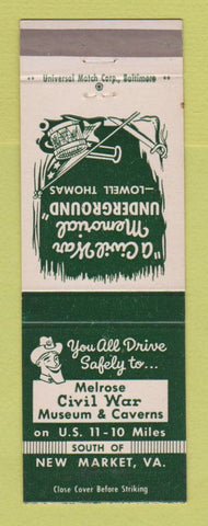 Matchbook Cover - Melrose Civil War Museum New Market VA