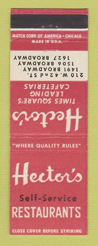 Matchbook Cover - Hector's Self Service Restaurants New York City