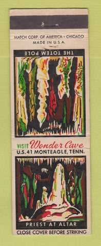 Matchbook Cover - Wonder Cave Monteagle TN Totem Pole Priest At Altar