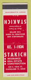 Matchbook Cover - Stakich Insurance Real Estate Cleveland OH