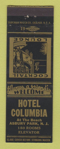 Matchbook Cover - Hotel Columbia Asbury Park NJ