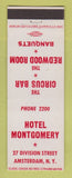 Matchbook Cover - Hotel Montgomery Amsterdam NY Circus Bar