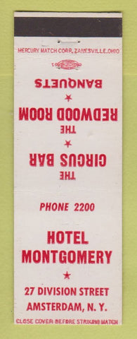 Matchbook Cover - Hotel Montgomery Amsterdam NY Circus Bar