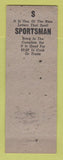 Matchbook Cover - The Sportsman Newark NJ sporting goods