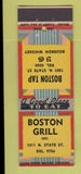 Matchbook Cover - Boston Grill BG Bourbon Whiskey Chicago IL