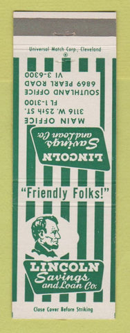 Matchbook Cover - Lincoln Savings and Loan Cleveland OH Abraham