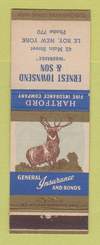 Matchbook Cover - Hartford Insurance Ernest Townsend Le Roy NY