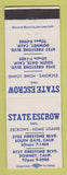 Matchbook Cover - State Escrow Home Loans South Gate Downey CA