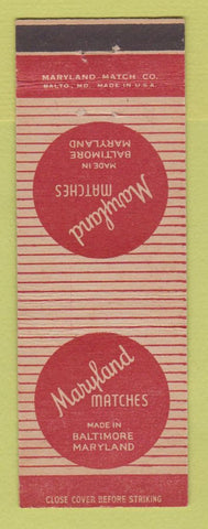 Matchbook Cover - Maryland Matches Baltimore MD